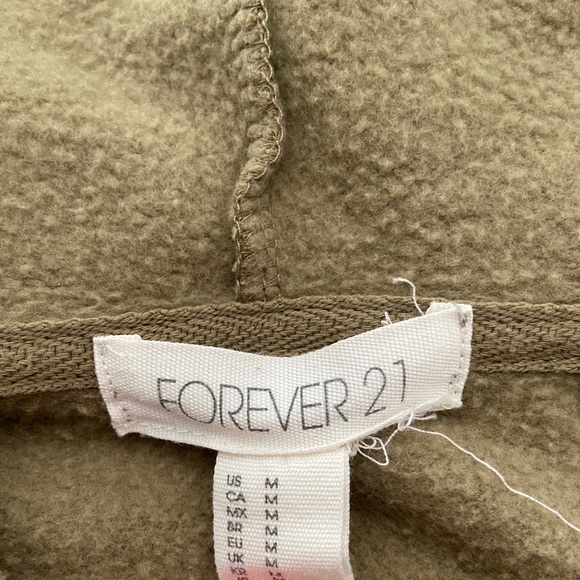 Army Green Forever21 Cropped Hoodie - Picture 3 of 3